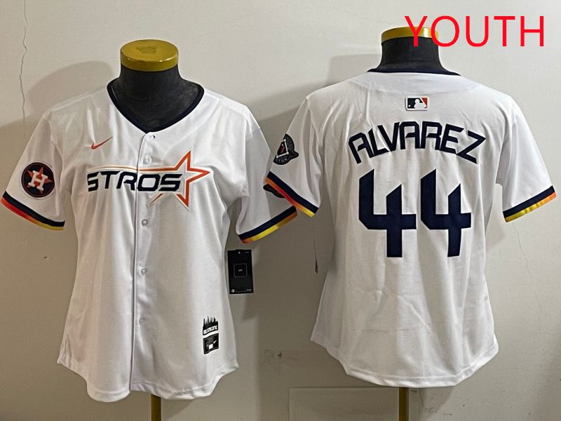 Youth Houston Astros #44 Alvarez White three generations Joint Name Nike 2025 MLB Jersey style 10->youth mlb jersey->Youth Jersey